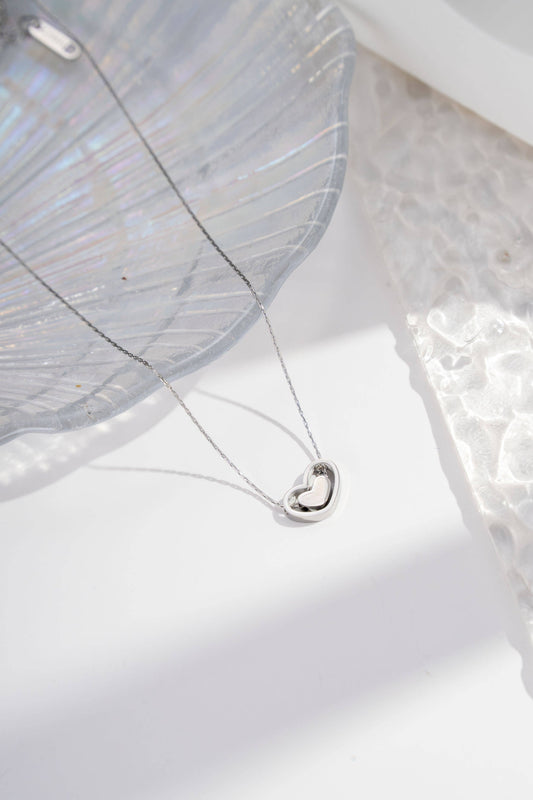 Dubbel omrande hartketting roestvrij staal eeuwige liefde: Argent|Beautiva Boutique