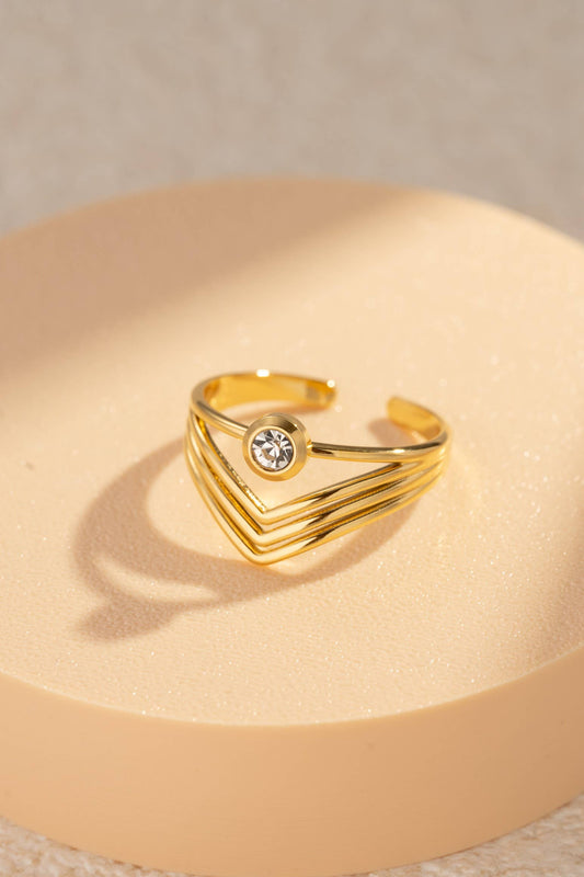 Verstelbare ring van roestvrij staal met fonkelend kristal| Beautiva Boutique