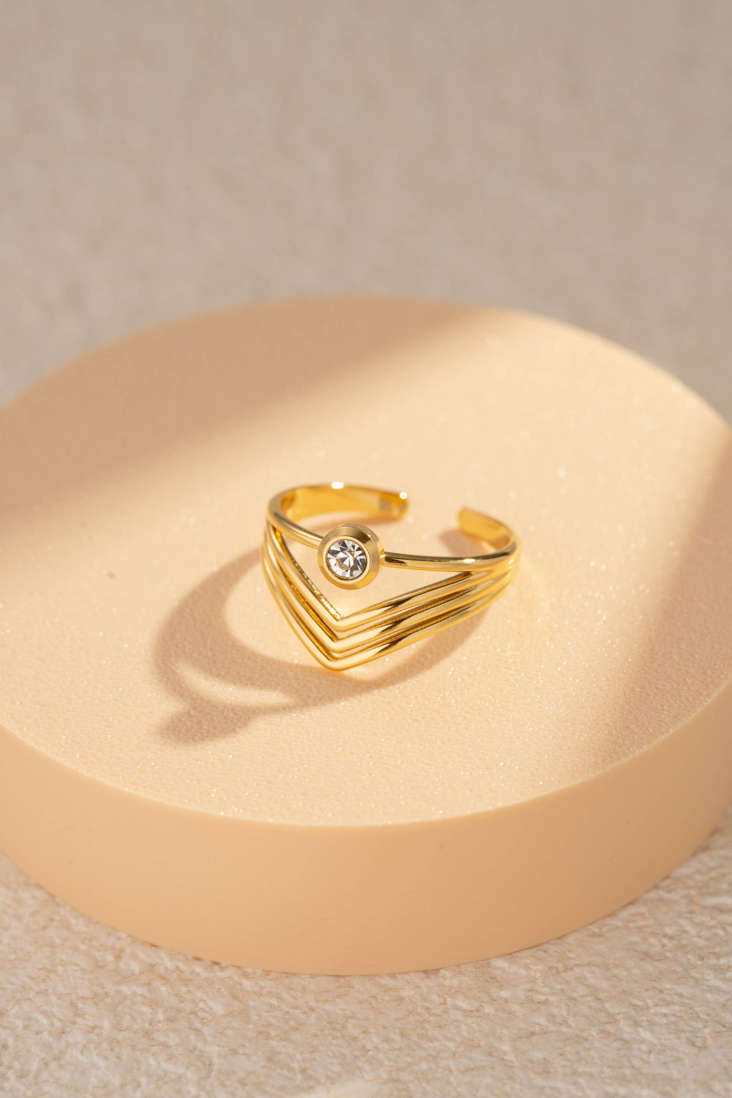 Verstelbare ring van roestvrij staal met fonkelend kristal| Beautiva Boutique