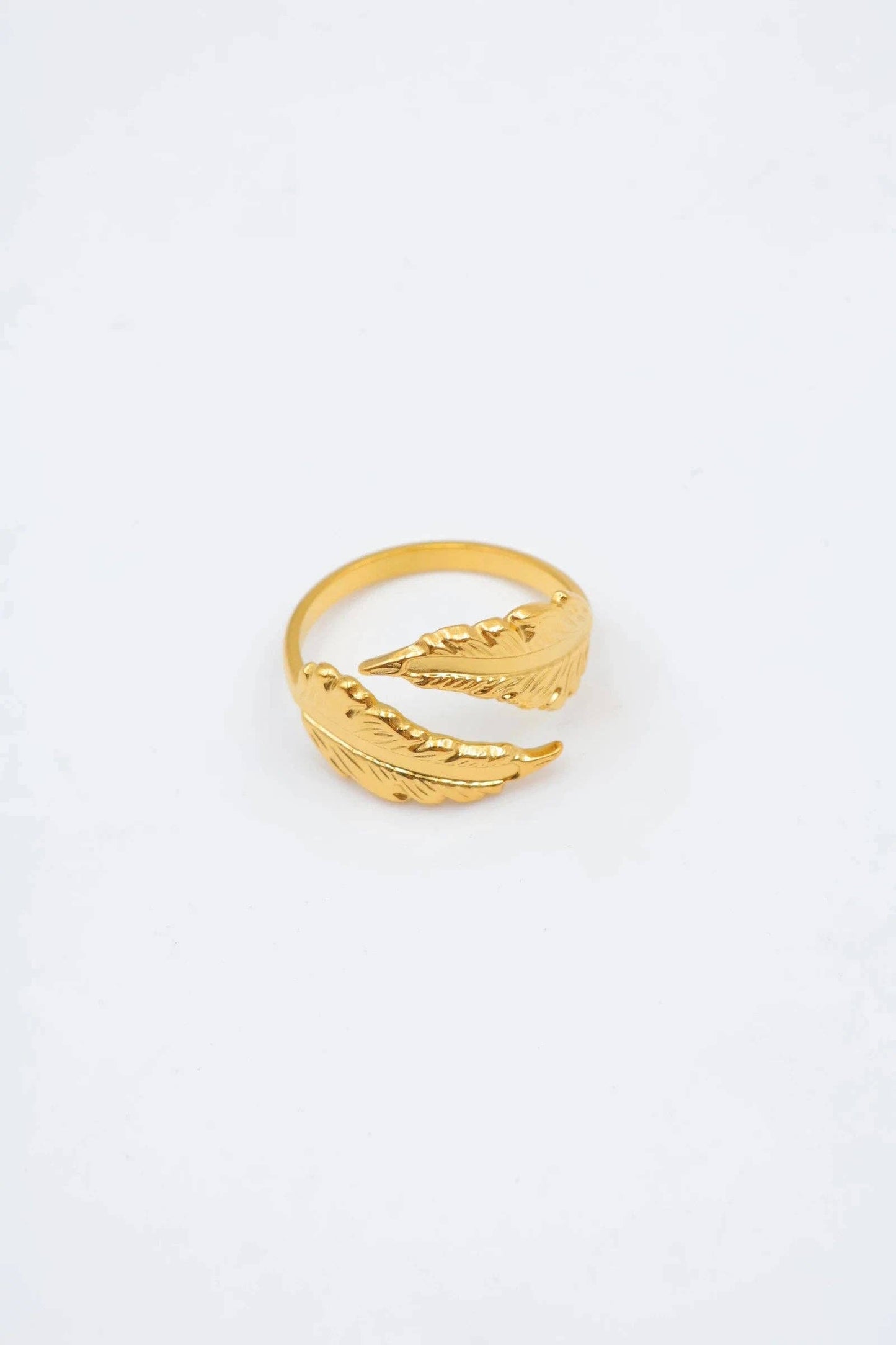 Open Blad Ring Roestvrij staal Verguld |Beautiva Boutique