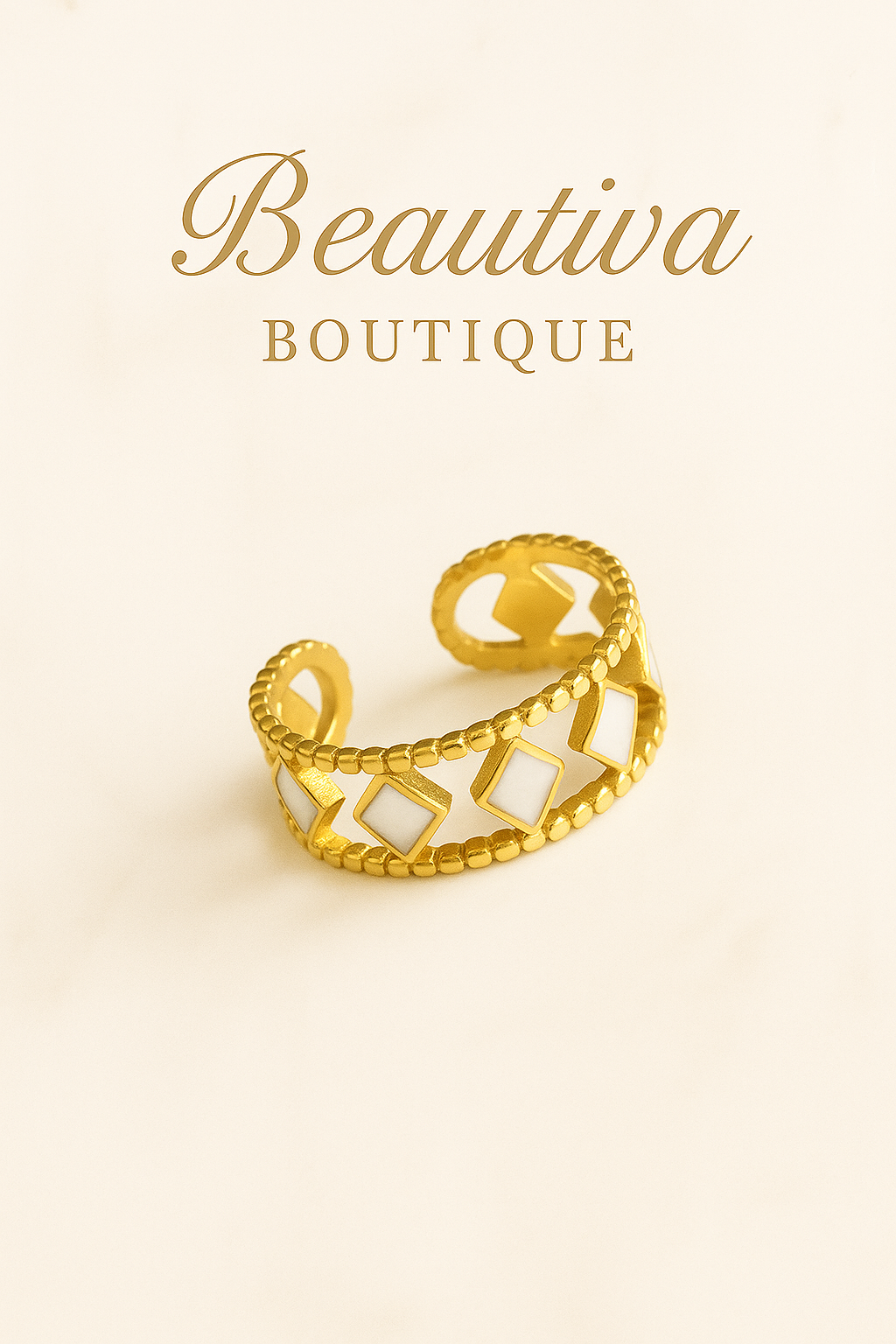 Golden Geometry Ring, RVS| Beautiva Boutique