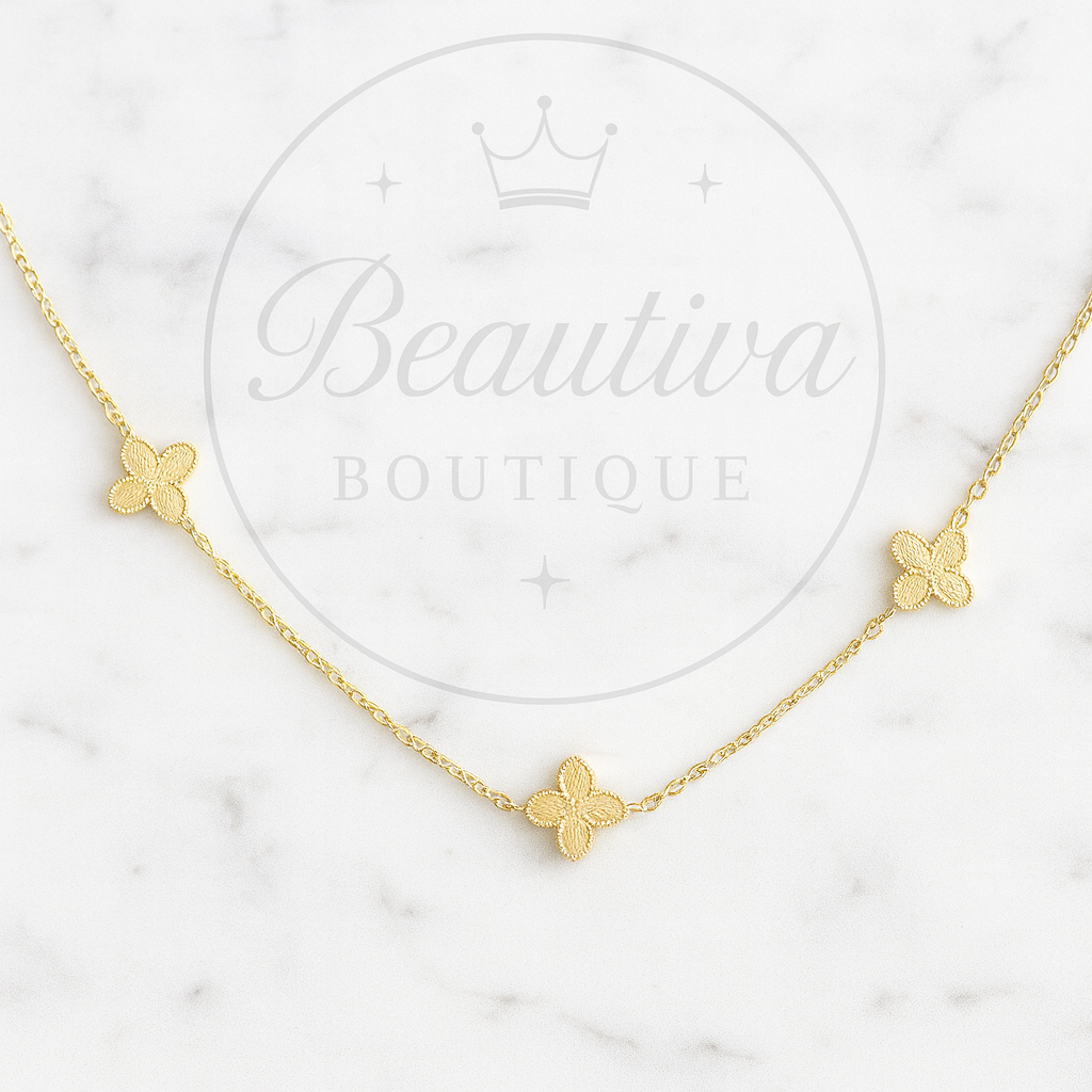 Butterfly Bloom Ketting, 18K verguld RVS | Beautiva Boutique