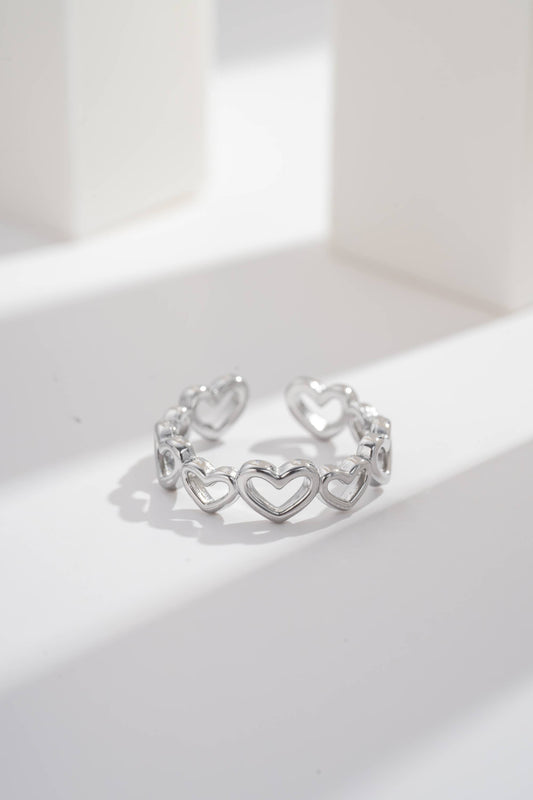 Minimalistische verstelbare hartvormige ring van roestvrij staal: GeldBeautiva Boutique