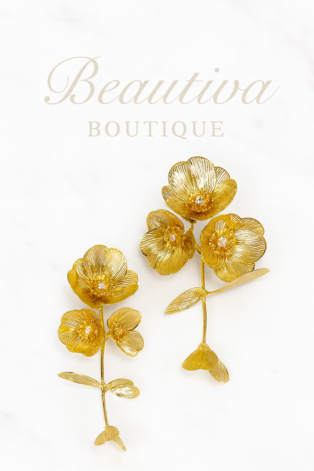 Goud en Ziverkleurige Grote Bloem Oorbellen| Beautiva Boutique