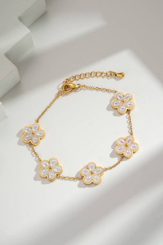 Gouden Armband Dames Bloemen Emaille Kralen Roestvrij Staal|Beautiva Boutique