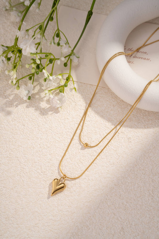 Dubbele Wikkelketting Gouden Hart Chic, Modern Minimalistisch |Beautiva Boutique