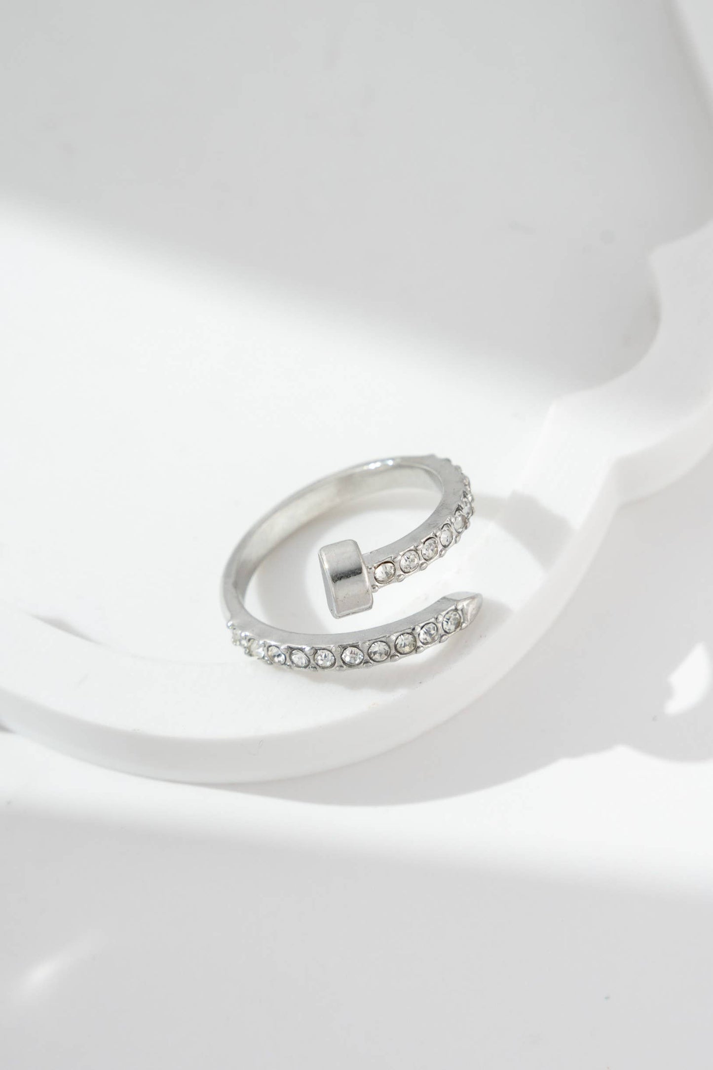 Spijkerring bezet met stenen, kostbare glans, staal: Argent Zilver |Beautiva Boutique