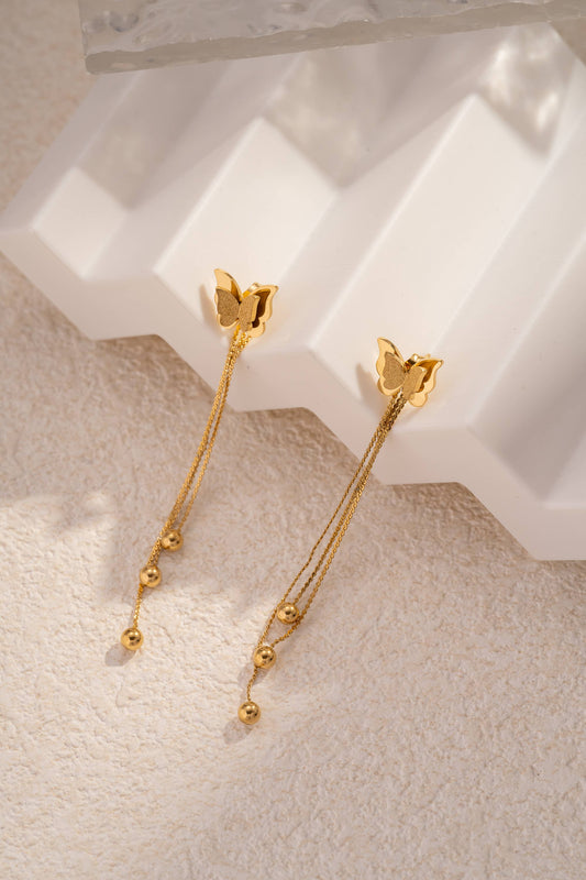 Verfijnde Gouden Vlinder Oorbel van Roestvrij Staal |Beautiva Boutique