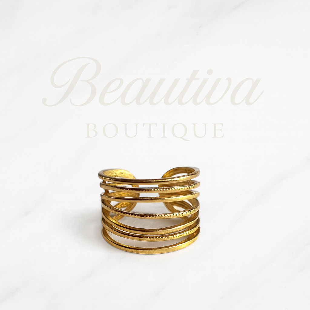 Elegante Multi Band Design Ring, 18K vergulde RVS Ring | Beautiva Boutique