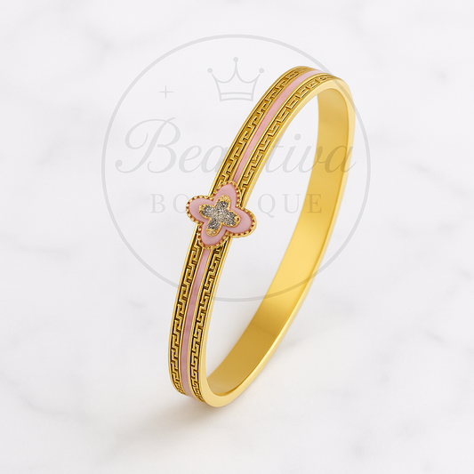 Golden Clover Pink Armband, Titanium Luxe Editie| Beautiva Boutique