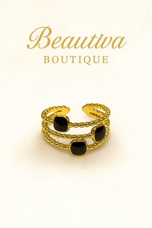 Black Elegance Ring, RVS| Beautiva Boutique