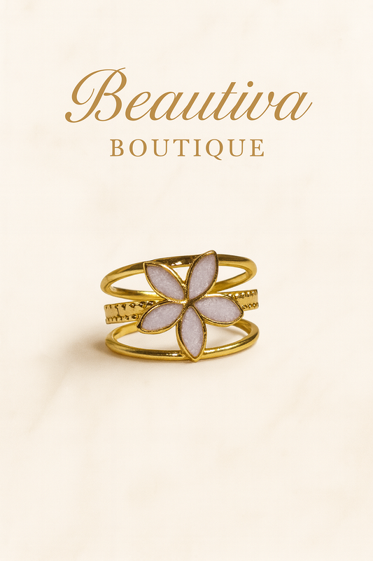 Golden Flower Ring, RVS| Beautiva Boutique
