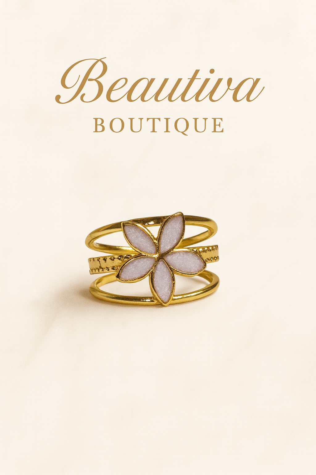 Golden Flower Ring, RVS| Beautiva Boutique