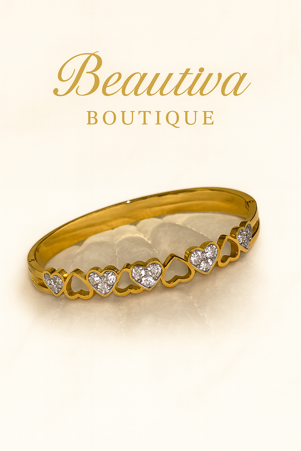 Golden Heart Armband, 18k Verguld Titanium| Beautiva Boutique