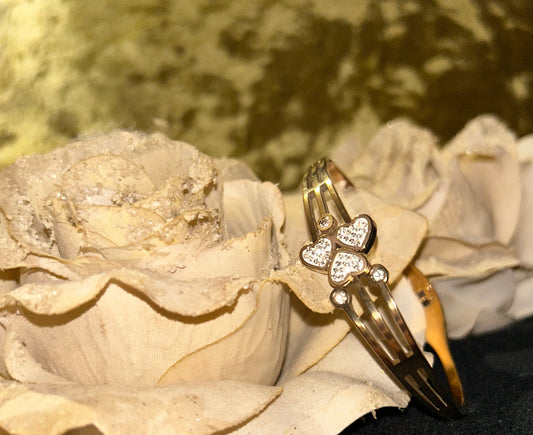 18K Vergulde RVS Armband, Hartvormige Zirconia `luxe Bangle| Beautiva Boutique