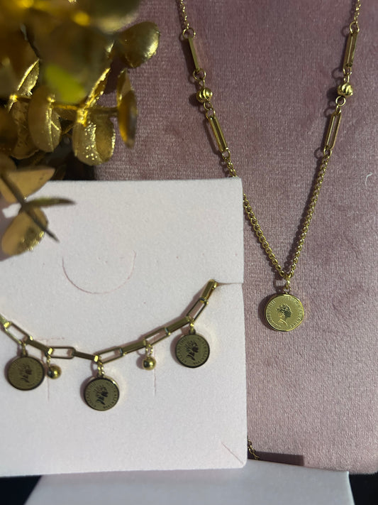 Sieraden set verguld met munten| Beautiva Boutique