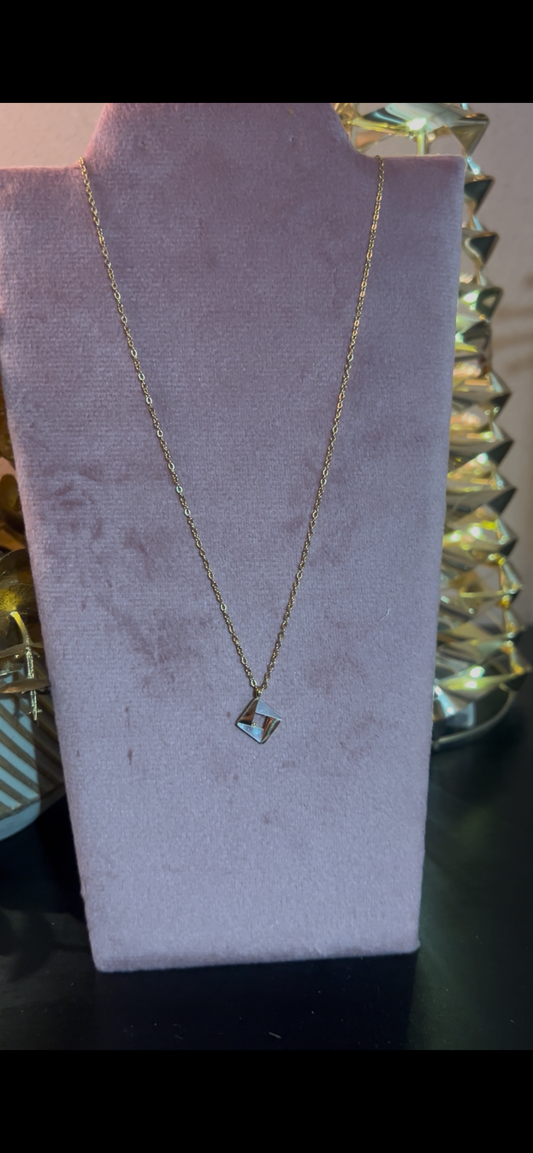 Roestvrijstalen ketting met vierkante hanger van parelmoer|Beautiva Boutique