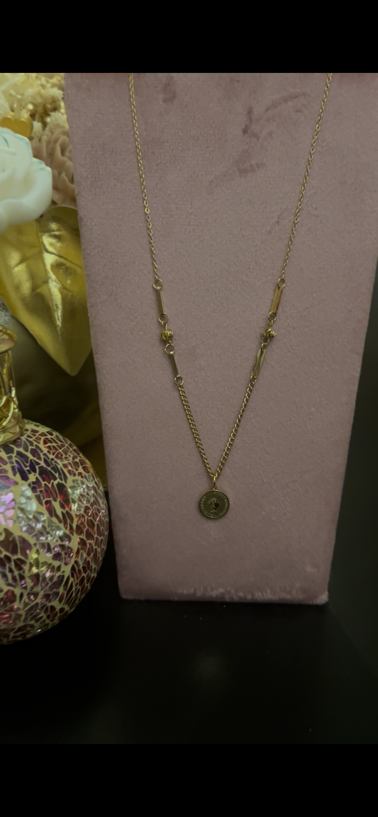 Fijne kettinghanger muntstuk verguld roestvrij staal Goud | Beautiva Boutique