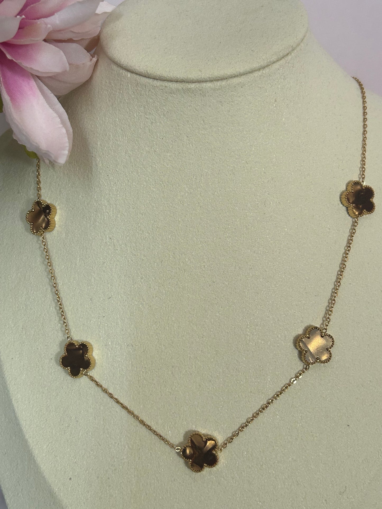 Roestvrijstalen 14 Karaats Vergulde Klaverketting kleur BRUIN|Beautiva Boutique
