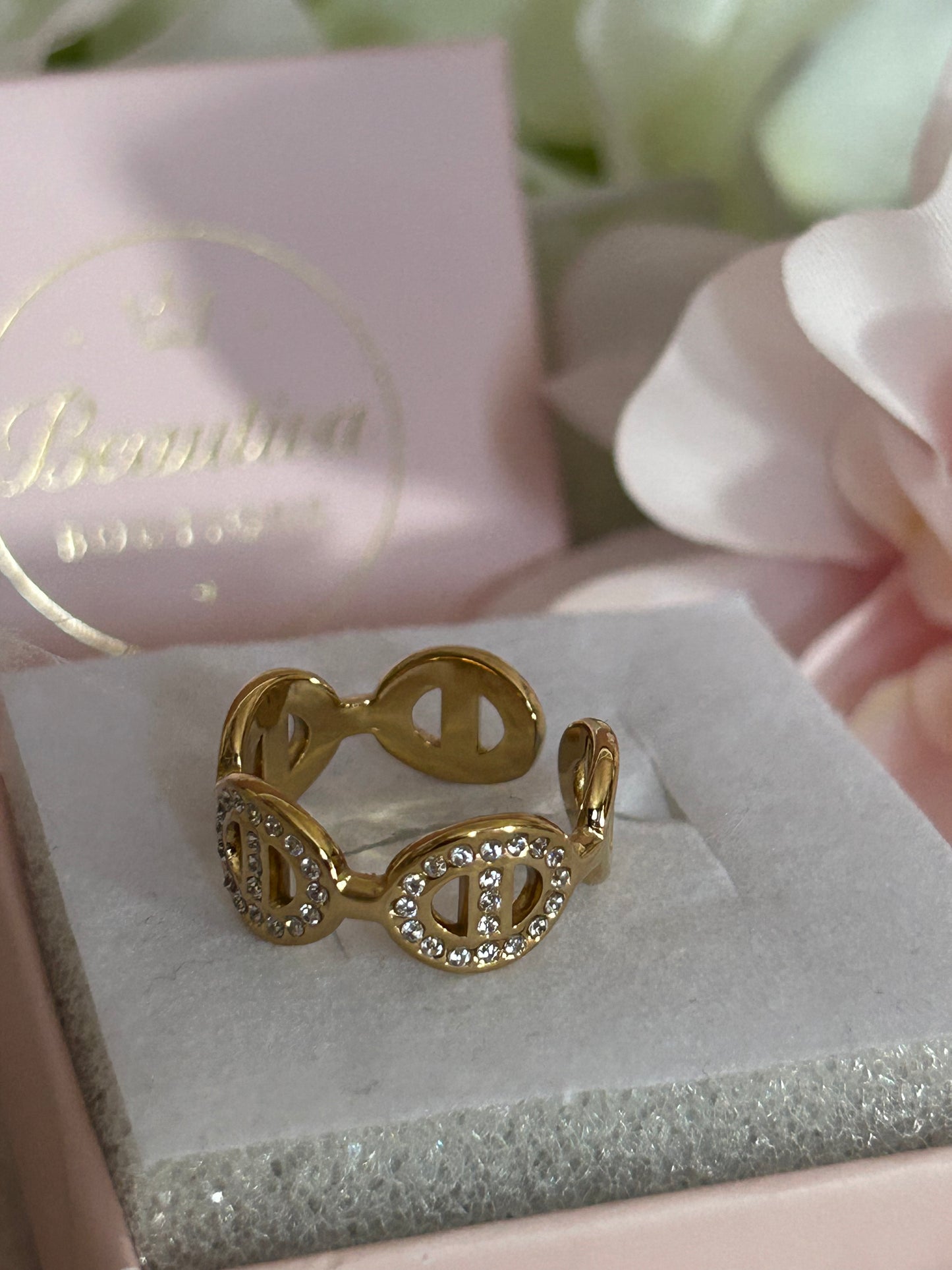 Vergulde Roestvrijstalen Circel Design Ring| Beautiva Boutique
