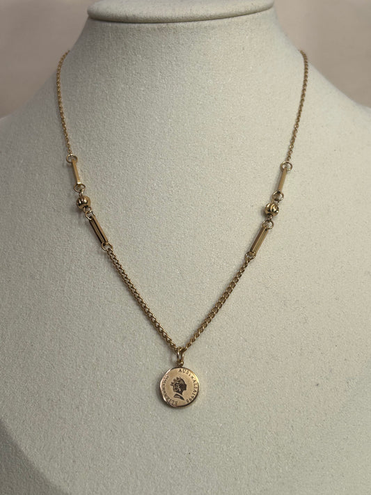Fijne kettinghanger muntstuk verguld roestvrij staal Goud | Beautiva Boutique