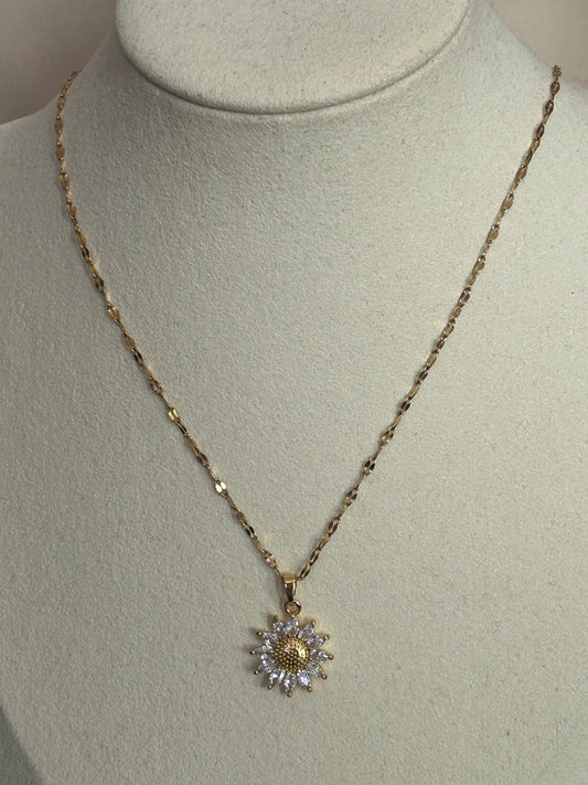 Sunshine Flower Ketting, 18K Verguld RVS met kristallen | Beautiva Boutique