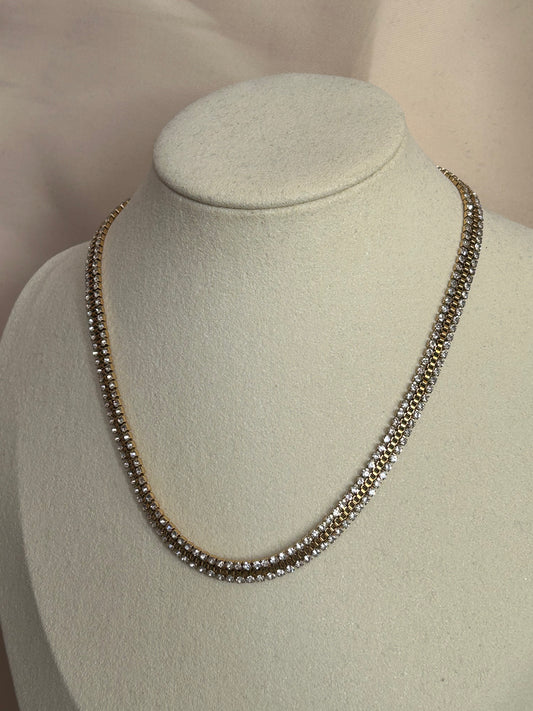 Roestvrijstalen 14 Karaats Vergulde ketting collier met ingezette steentjes |Beautiva Boutique