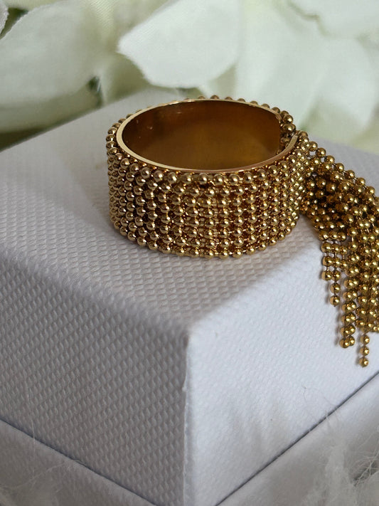 Verstelbare Boho Chic RVS ring: Geelgoud