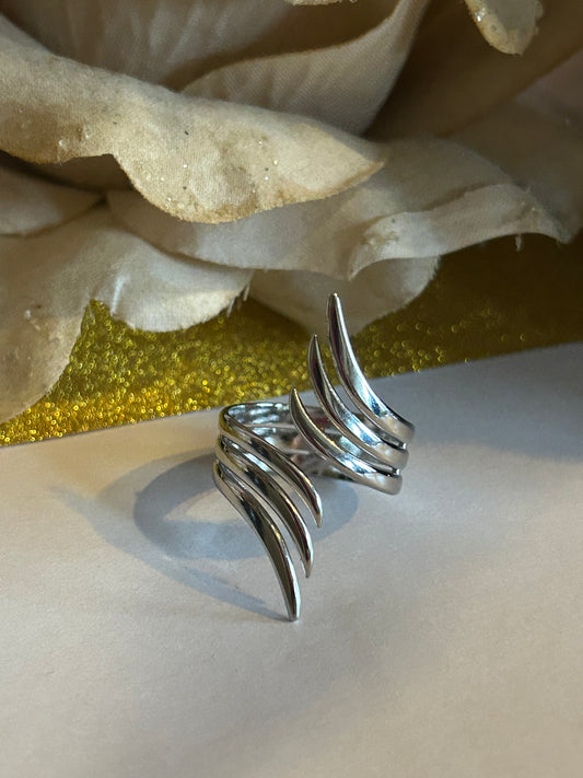 Verstelbare roestvrijstalen ring met geometrisch ontwerp Zilver | Beautiva Boutique