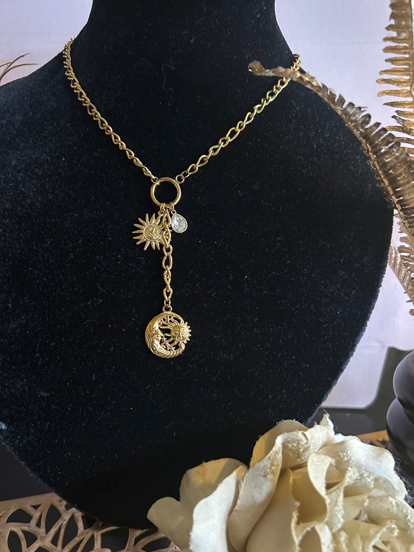 Zonne- en maan ketting van roestvrij staal | Beautiva Boutique