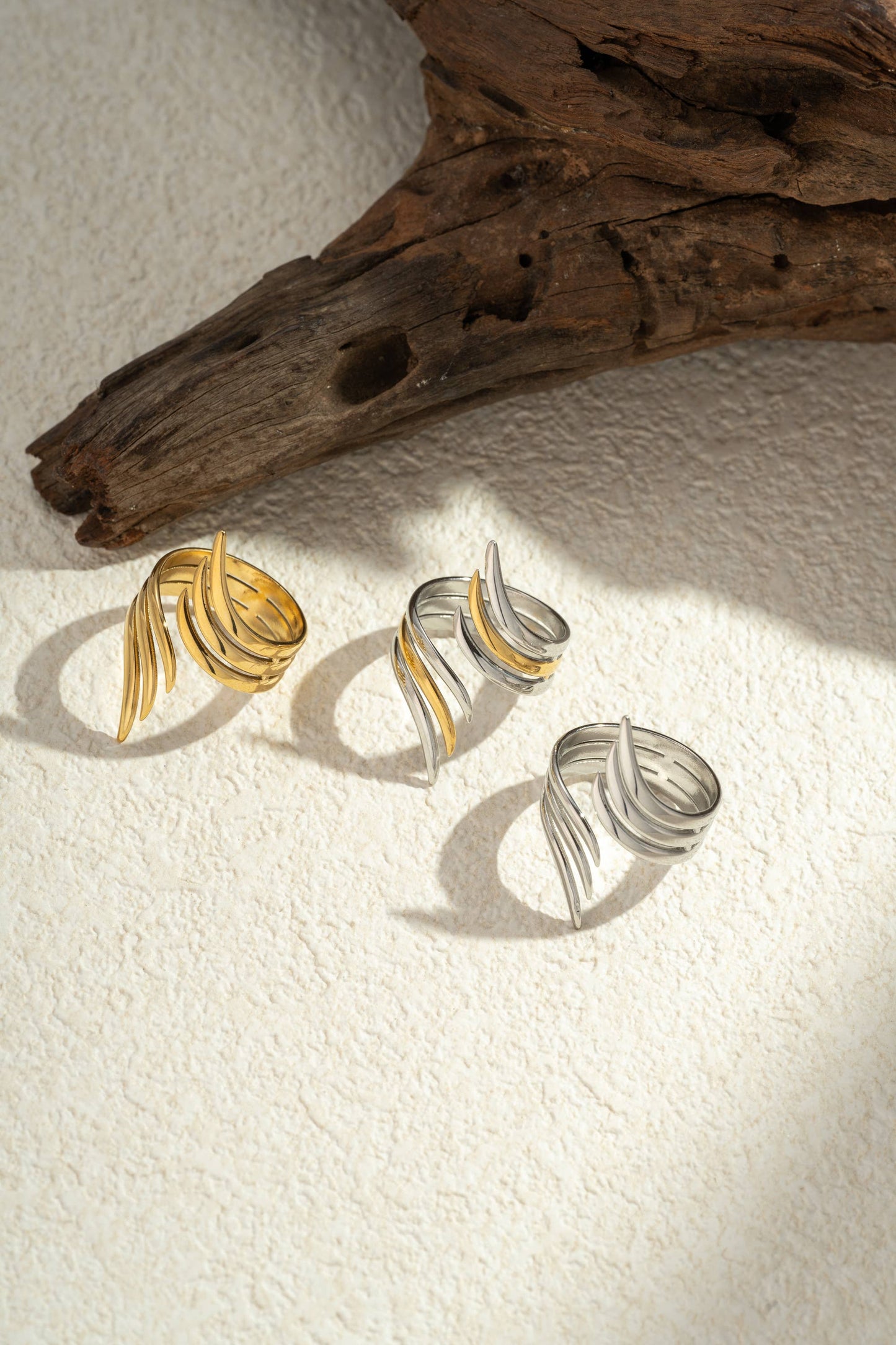 Verstelbare roestvrijstalen ring met geometrisch ontwerp Zilver | Beautiva Boutique