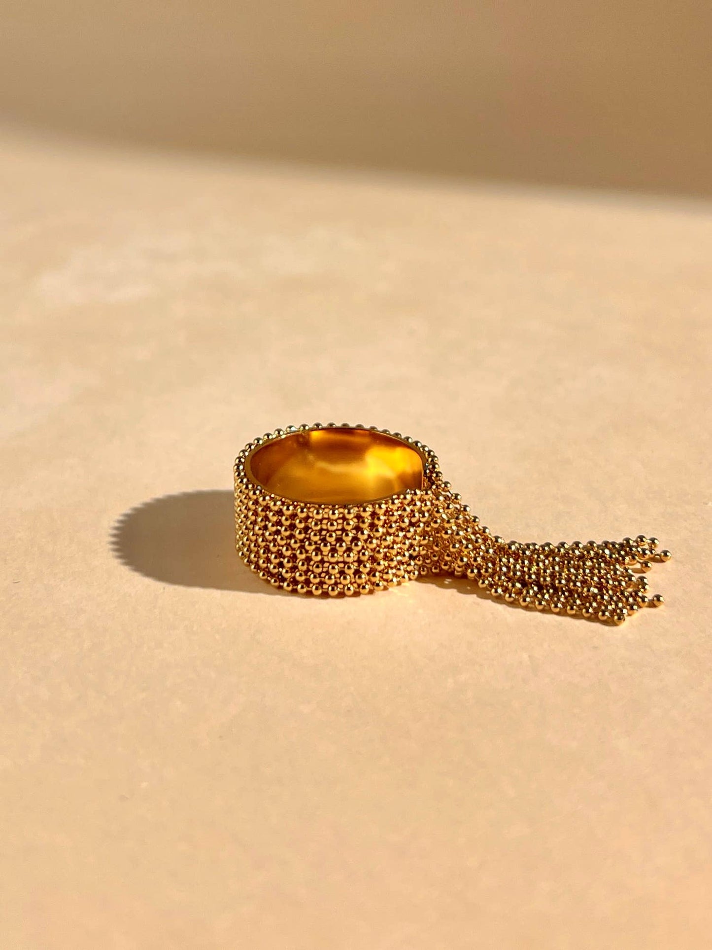 Verstelbare Boho Chic RVS ring: Geelgoud
