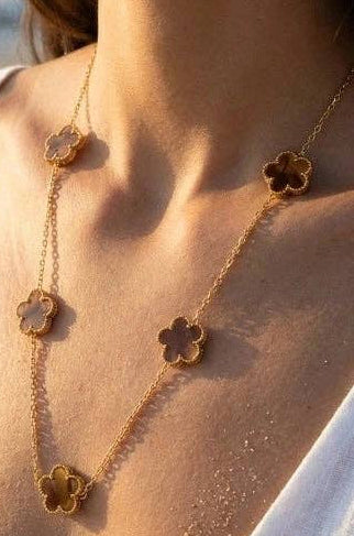 Roestvrijstalen 14 Karaats Vergulde Klaverketting kleur BRUIN|Beautiva Boutique
