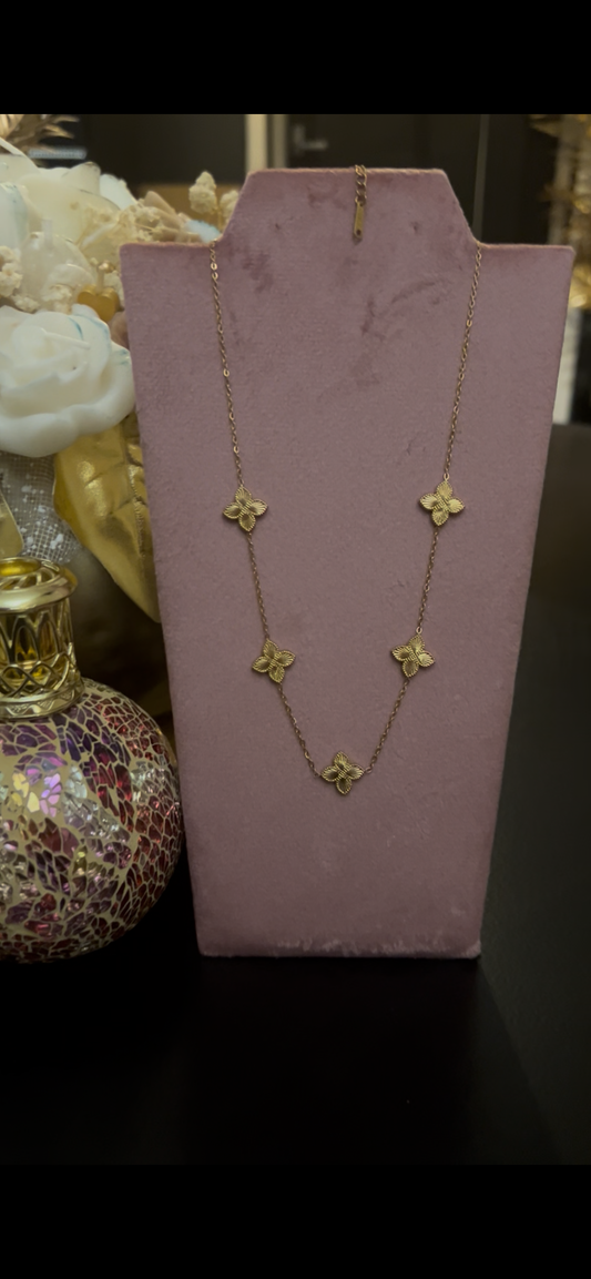 Butterfly Bloom Ketting, 18K verguld RVS | Beautiva Boutique