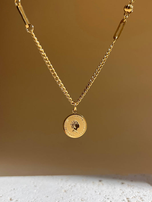 Fijne kettinghanger muntstuk verguld roestvrij staal Goud | Beautiva Boutique