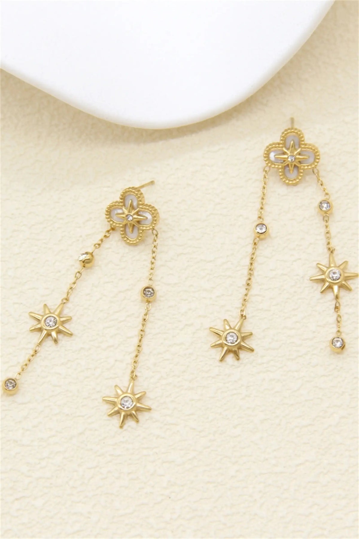 Oorbellen met sterren en strass van roestvrij staal |Beautiva Boutique
