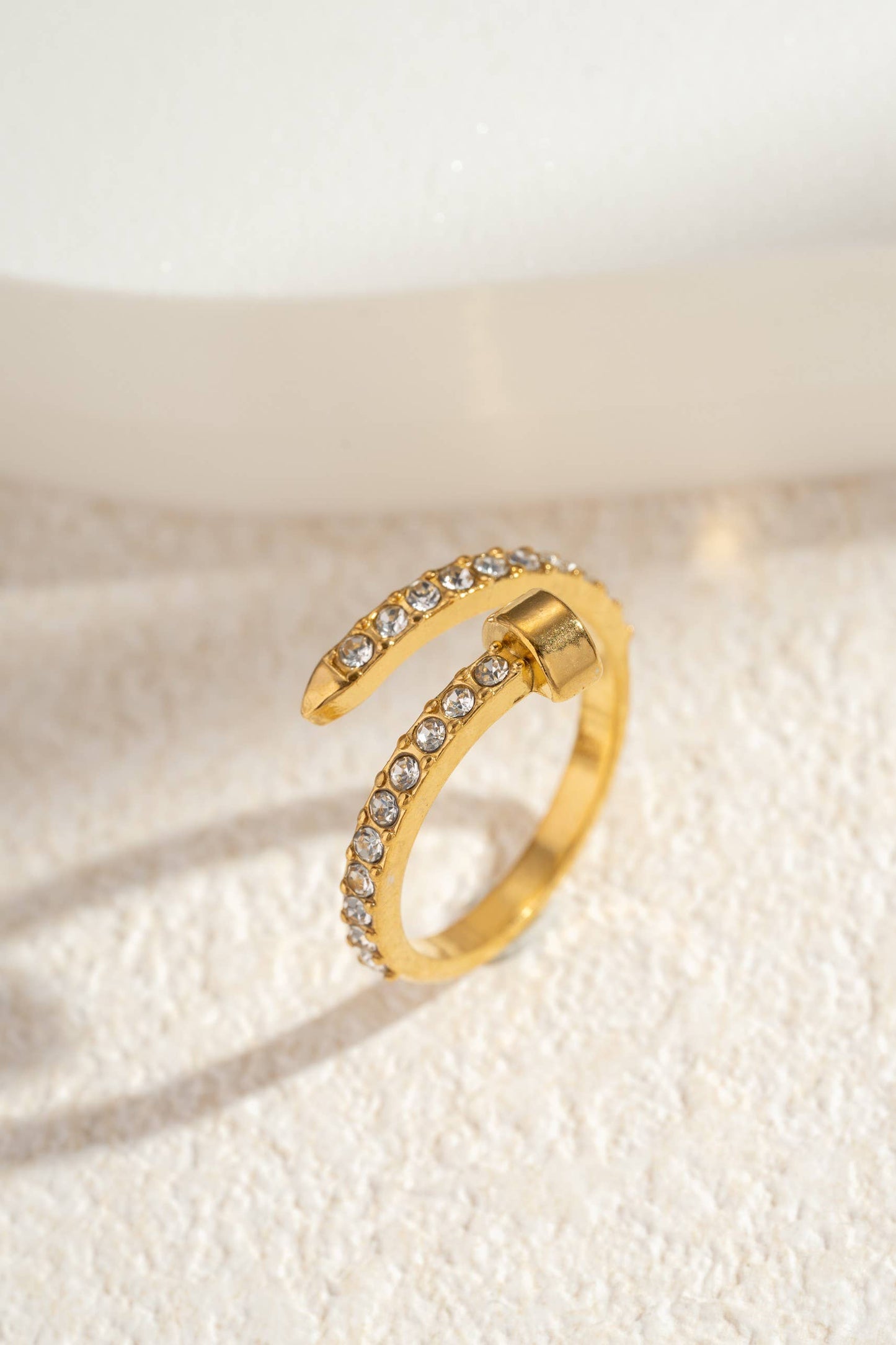 Spijkerring bezet met stenen, kostbare glans, staal: |Beautiva Boutique