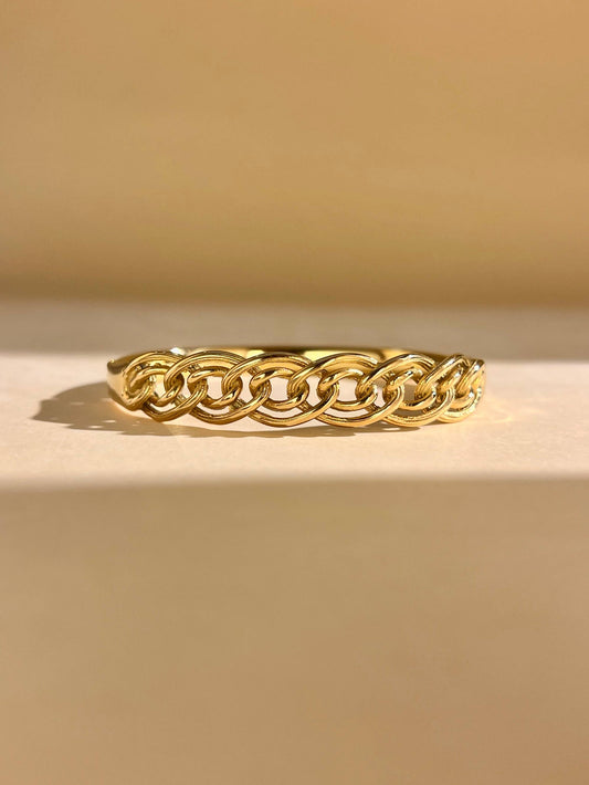 Gevlochten schakelarmband – roestvrij staal: Geelgoud |Beautiva Boutique