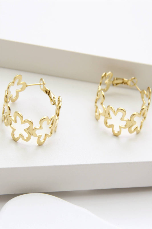 Gouden RVS Klaver Creolen Oorbellen |Beautiva Boutique