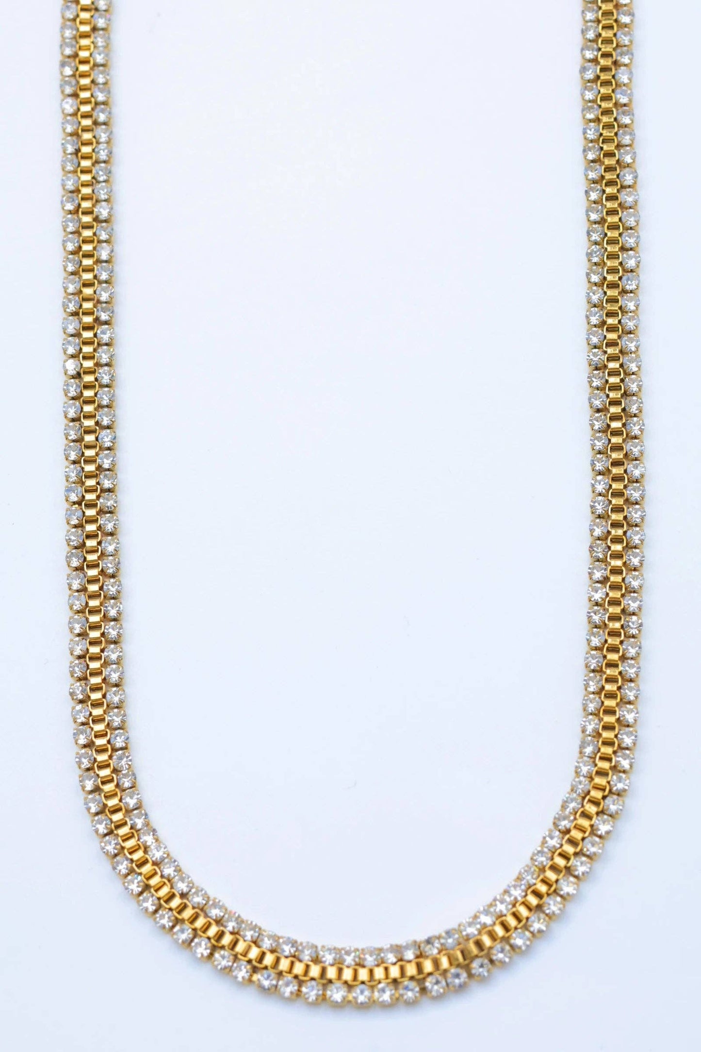 Roestvrijstalen 14 Karaats Vergulde collier met ingezette steentjes |Beautiva Boutique