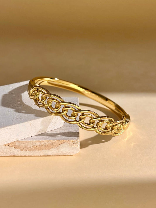 Gevlochten schakelarmband – roestvrij staal: Geelgoud |Beautiva Boutique