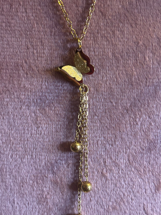 Gouden vlinderketting van roestvrij staal met hangers|Beautiva Boutique