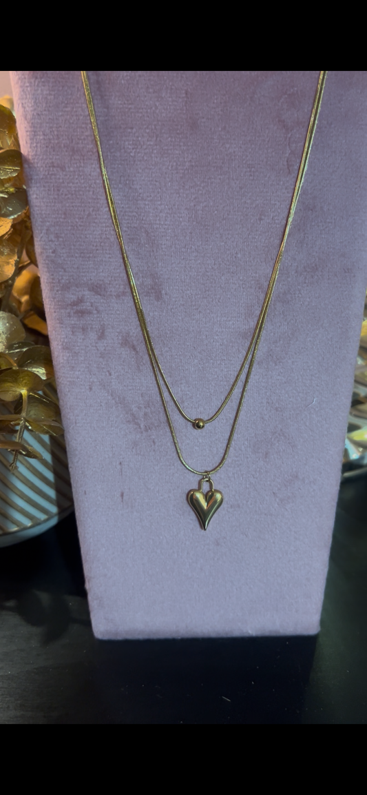 Dubbele Wikkelketting Gouden Hart Chic, Modern Minimalistisch |Beautiva Boutique