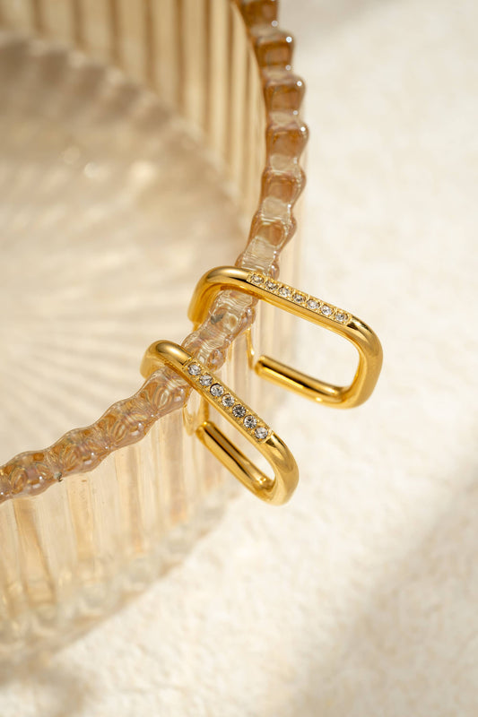 Rechthoekige creolen versierd met kristallen|Beautiva Boutique