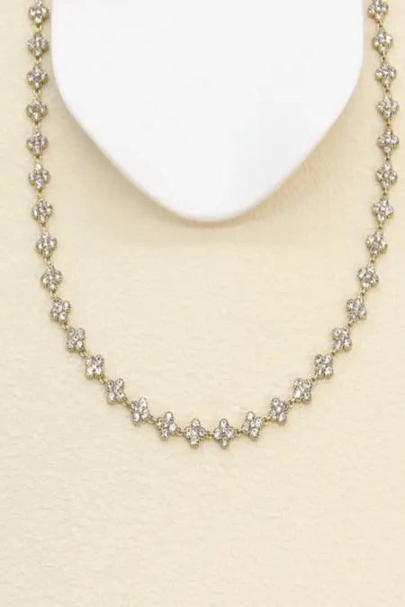 Luxe Roestvrijstalen bloemenketting met pavé zirkonia's |Beautiva Boutique