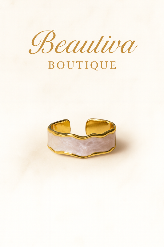 Pearl wave Ring, RVS| Beautiva Boutique