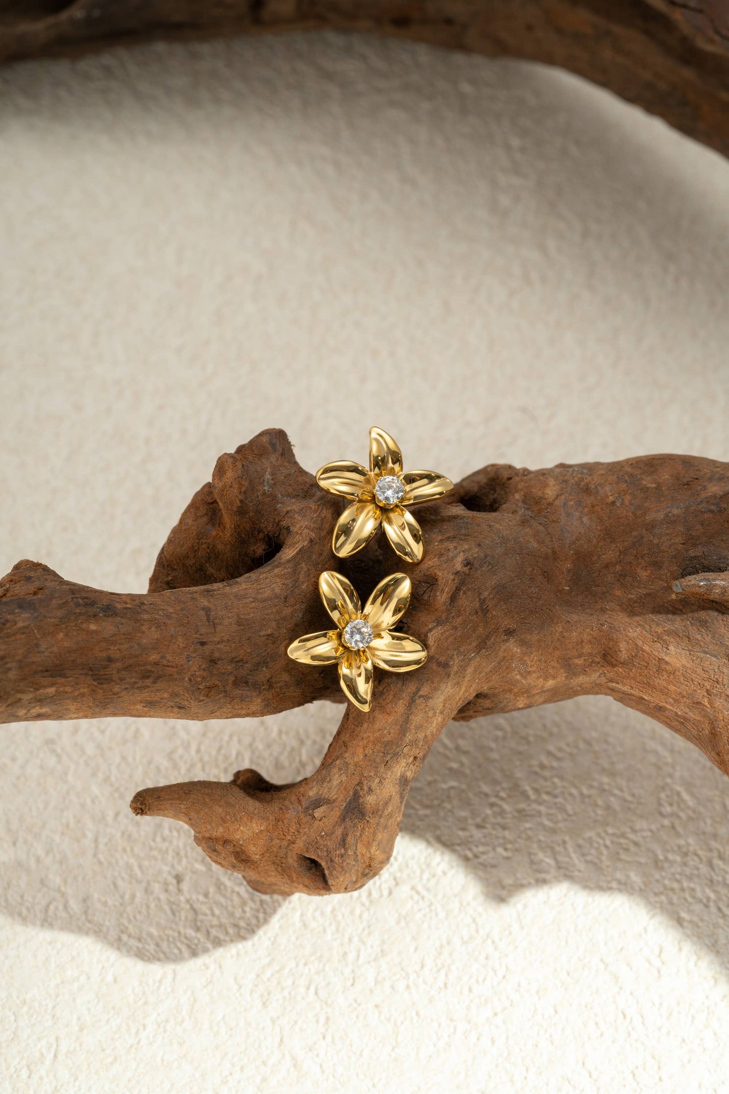 Roestvrij Stalen Bloemen Ketting Ring Oorbellen Kristal sieraden set |Beautiva Boutique