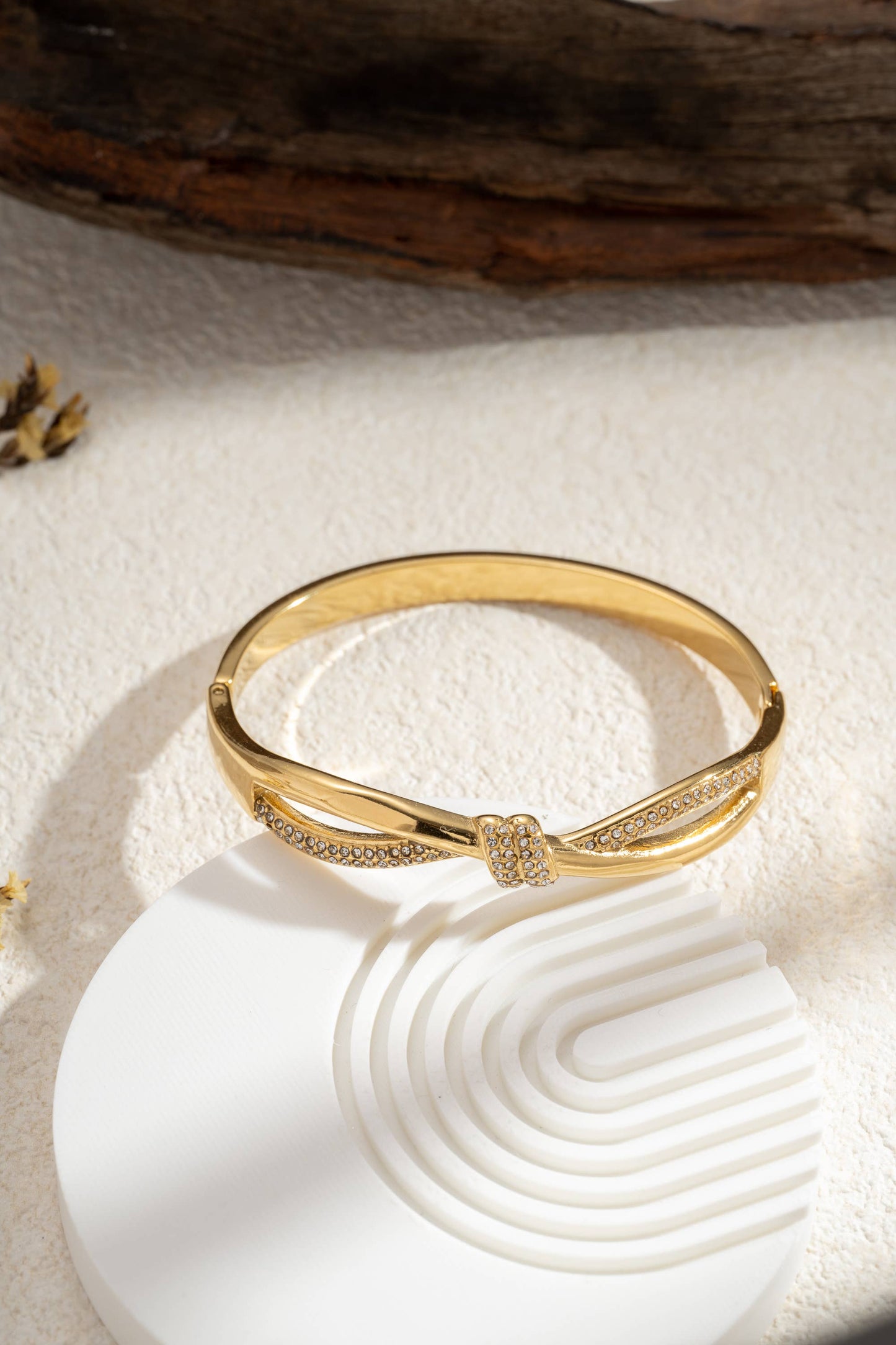 Gouden Knoop Kristallen Armband Roestvrij Staal Elegante Chic|Beautiva Boutique