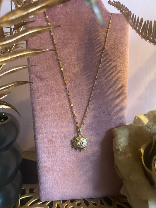18K Vergulde RVS Ketting- Sun Eye Charm | Beautiva Boutique