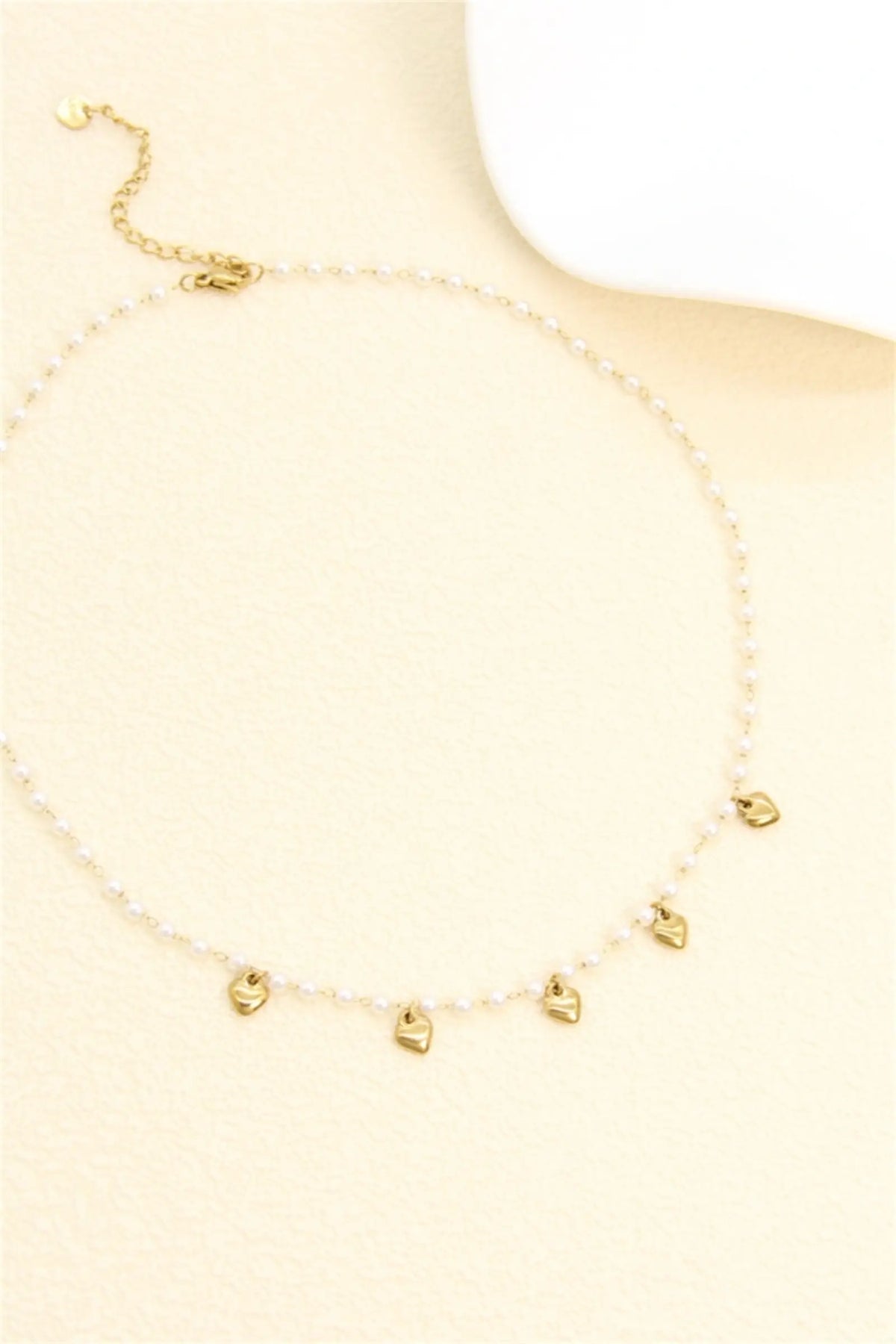 Ketting parels & gouden harten – roestvrij staal |Beautiva Boutique